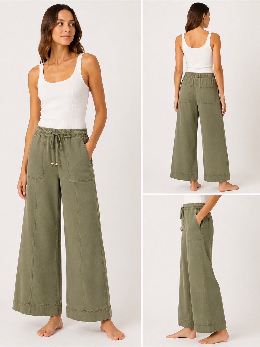 Joie Wide Leg Lyocell Drawstring Pants